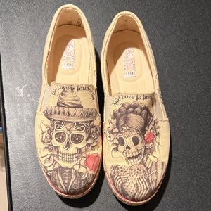 Day of the Dead Canvas Slip-On Shoes